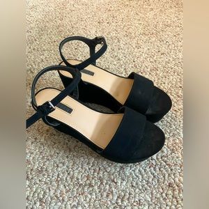 Platform black suede sandals